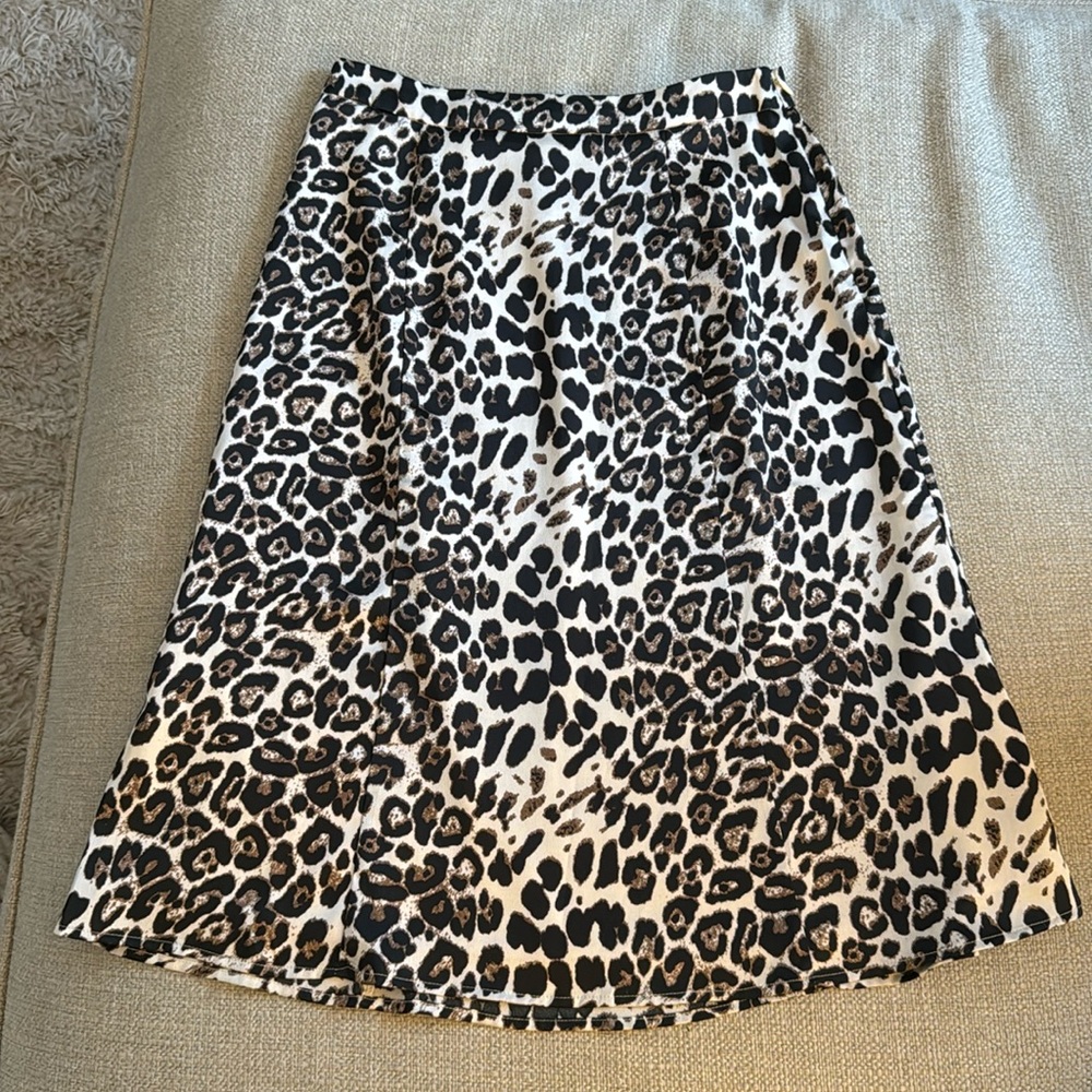 Satin Leopard Midi Skirt